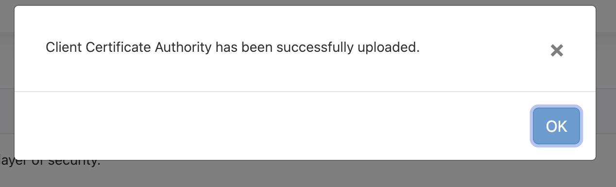 Customer Client CA uploaded successfully