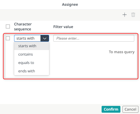 Filtering according to an editor