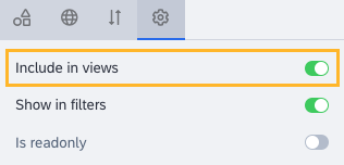 "Include in views" Toggle on the "Options" Tab