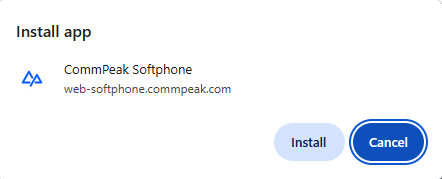Screenshot of the Install app pop-up window