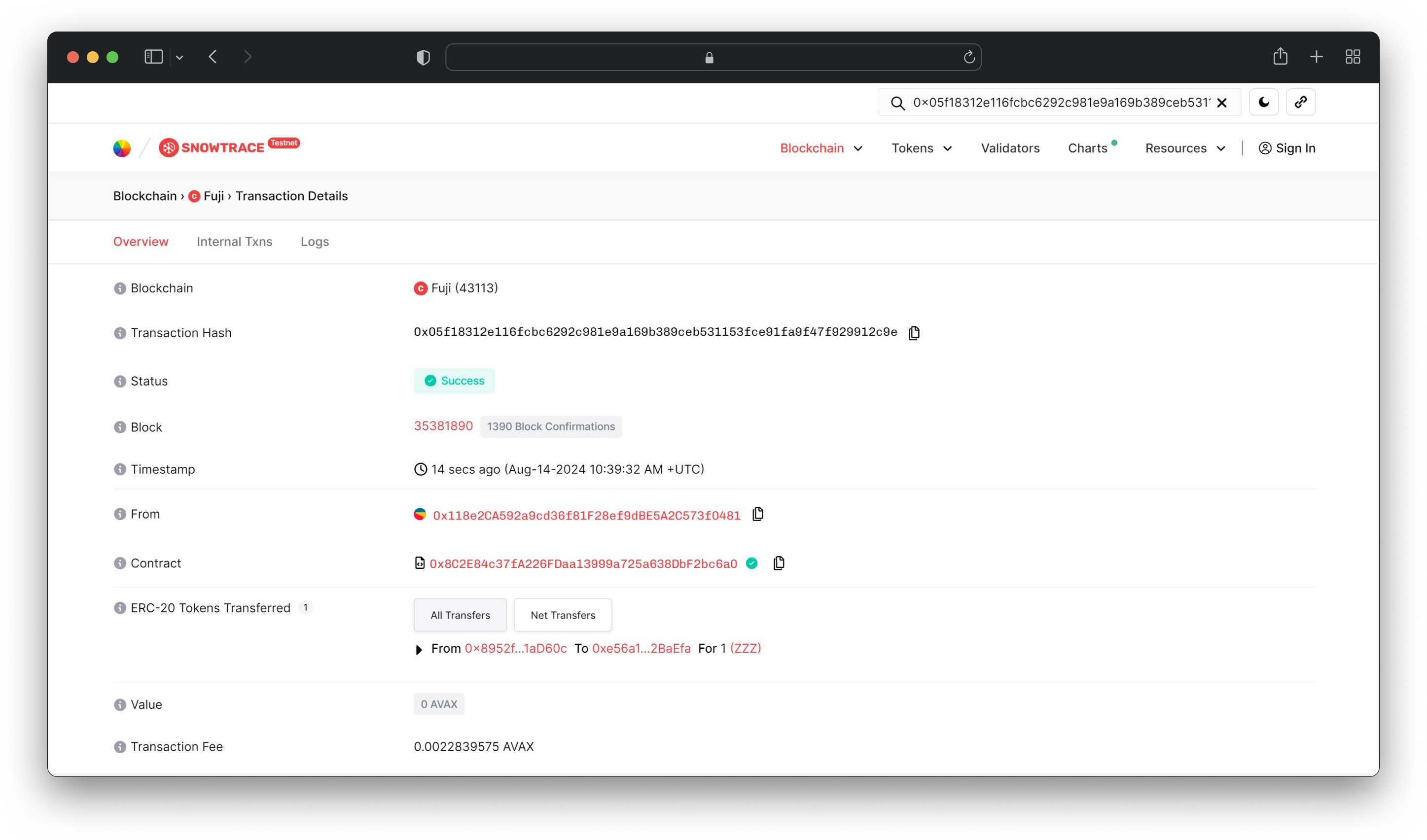 Successful Gasless Transaction for ERC20