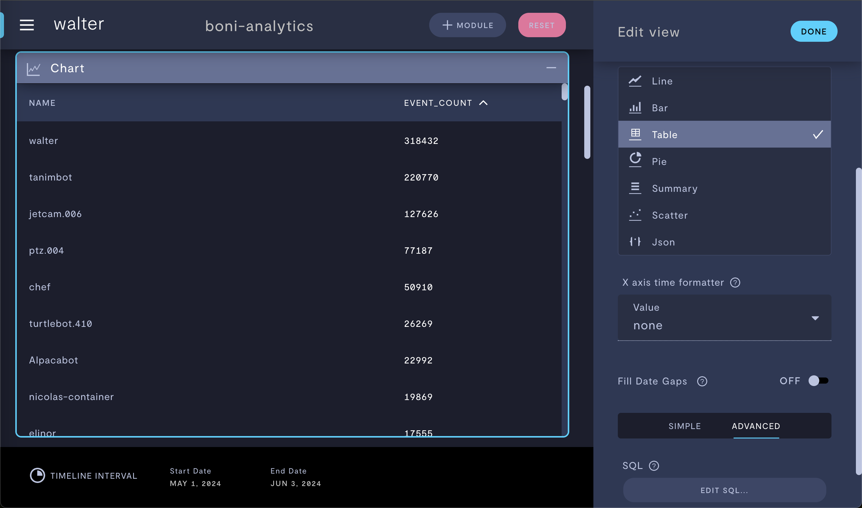 Displaying the result with user-friendly device names.