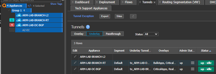 All devices in tree selected