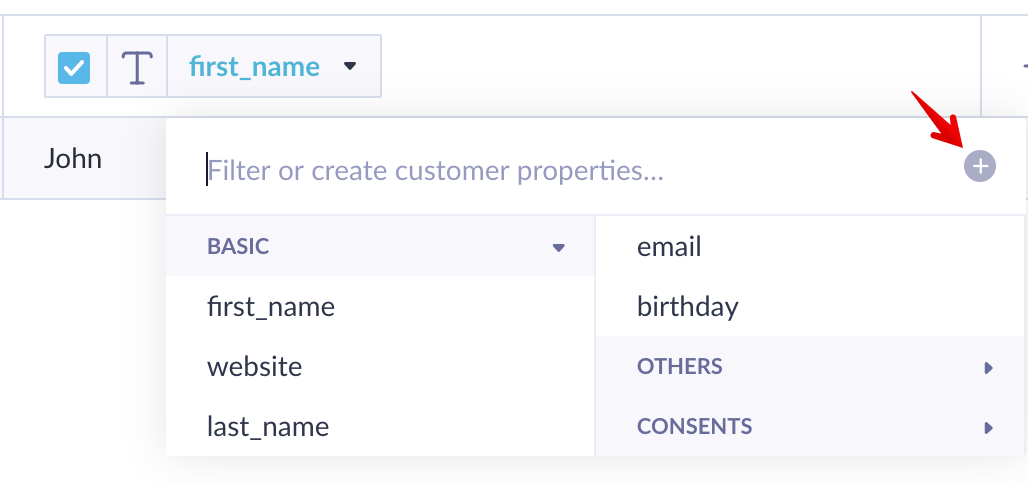 Data mapping editor showing column dropdown and blue-font mapped attribute.