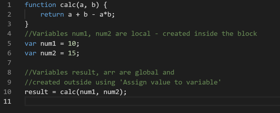 The code used in this example