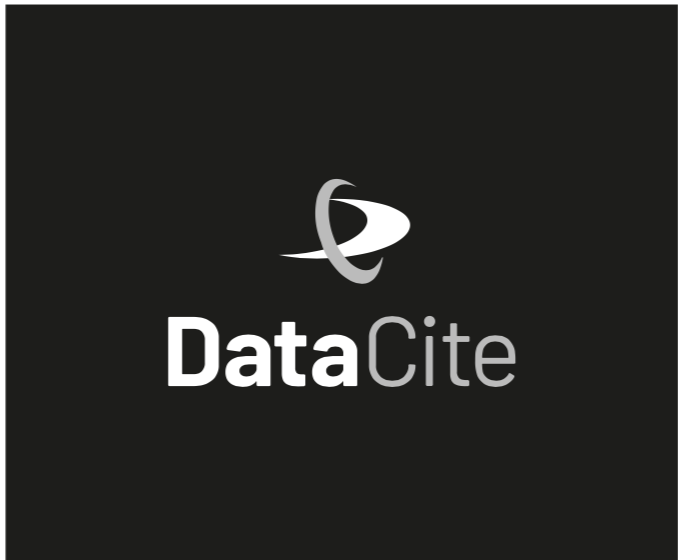 This is a representation of the light grey stacked logo on a black background for illustration purposes. For use of the logo [Download SVG](https://datacite.org/assets/DataCite-Logo_stacked-grey-light.svg)