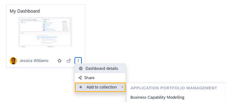 Adding a Dashboard to a Collection