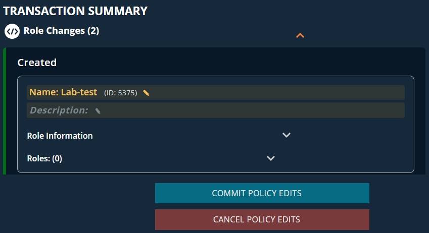 Transaction summary displaying all changes