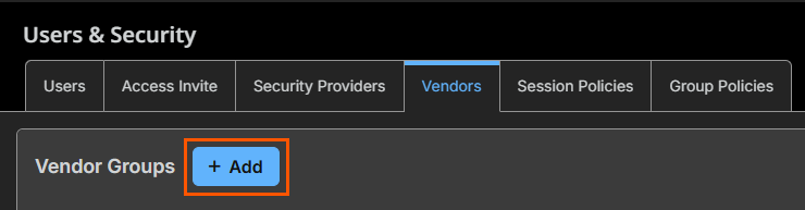 Image of Vendor tab and Add button.
