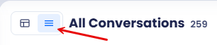 Screenshot of the bottom of the Inbox sidebar showing the agent name beside the Chat layout and Table layout buttons