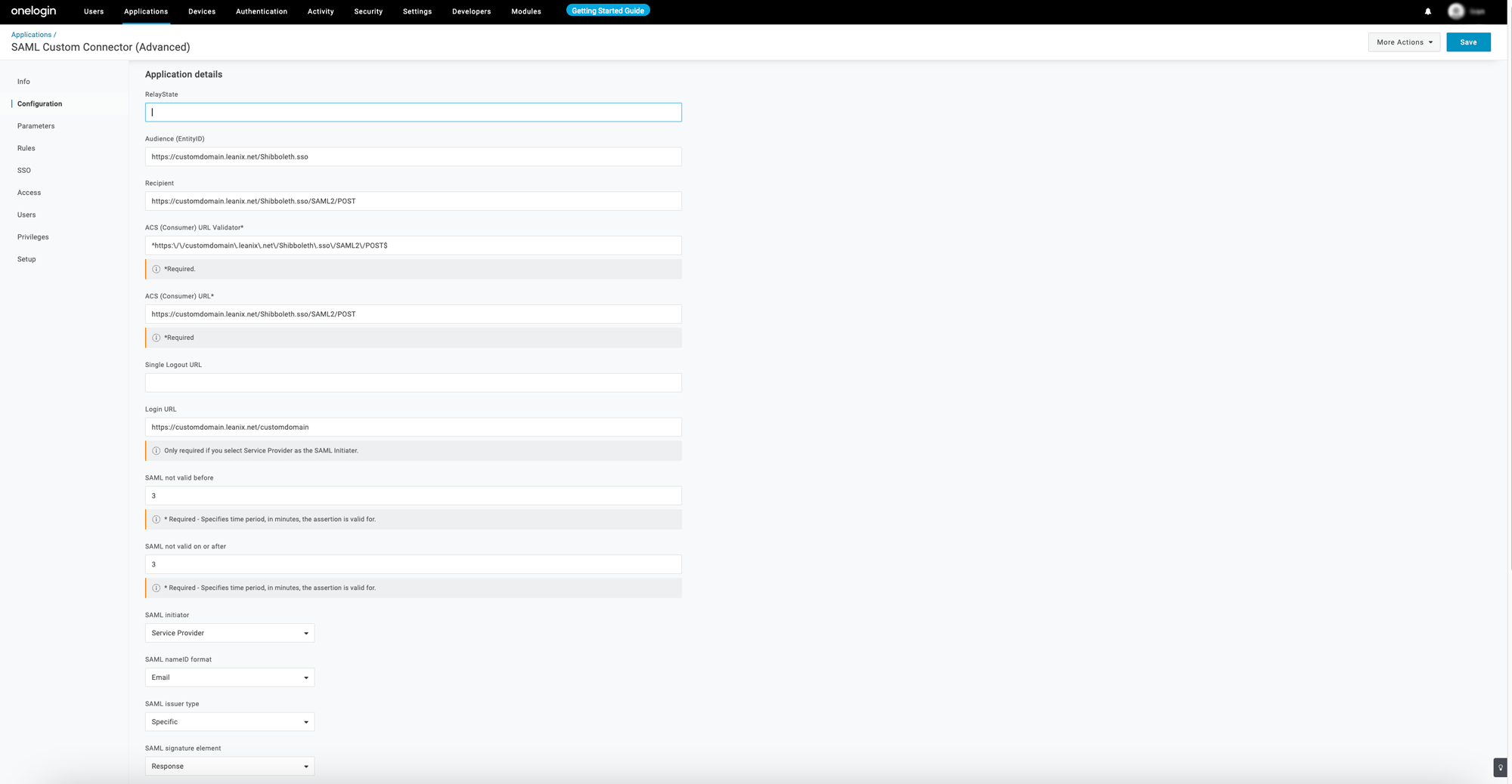 Configuring SAML Settings