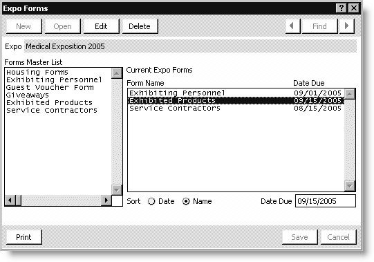 From Exposition, select Set up an exposition, double-click an exposition, click More, and select Form Tracking