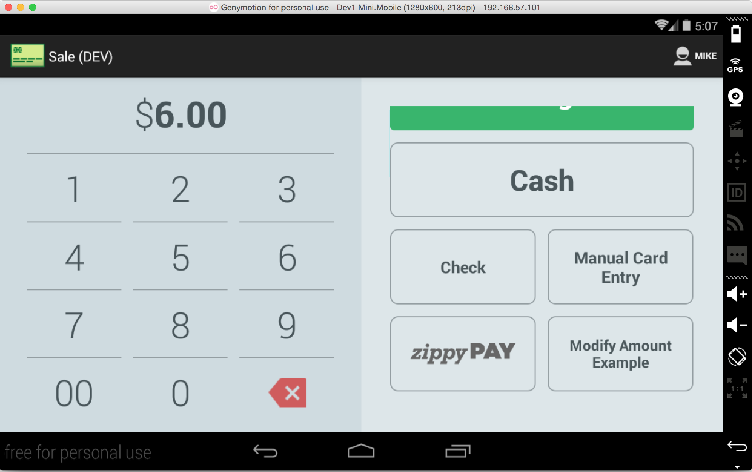 Custom Tender: Merchant-facing button in the Sale app