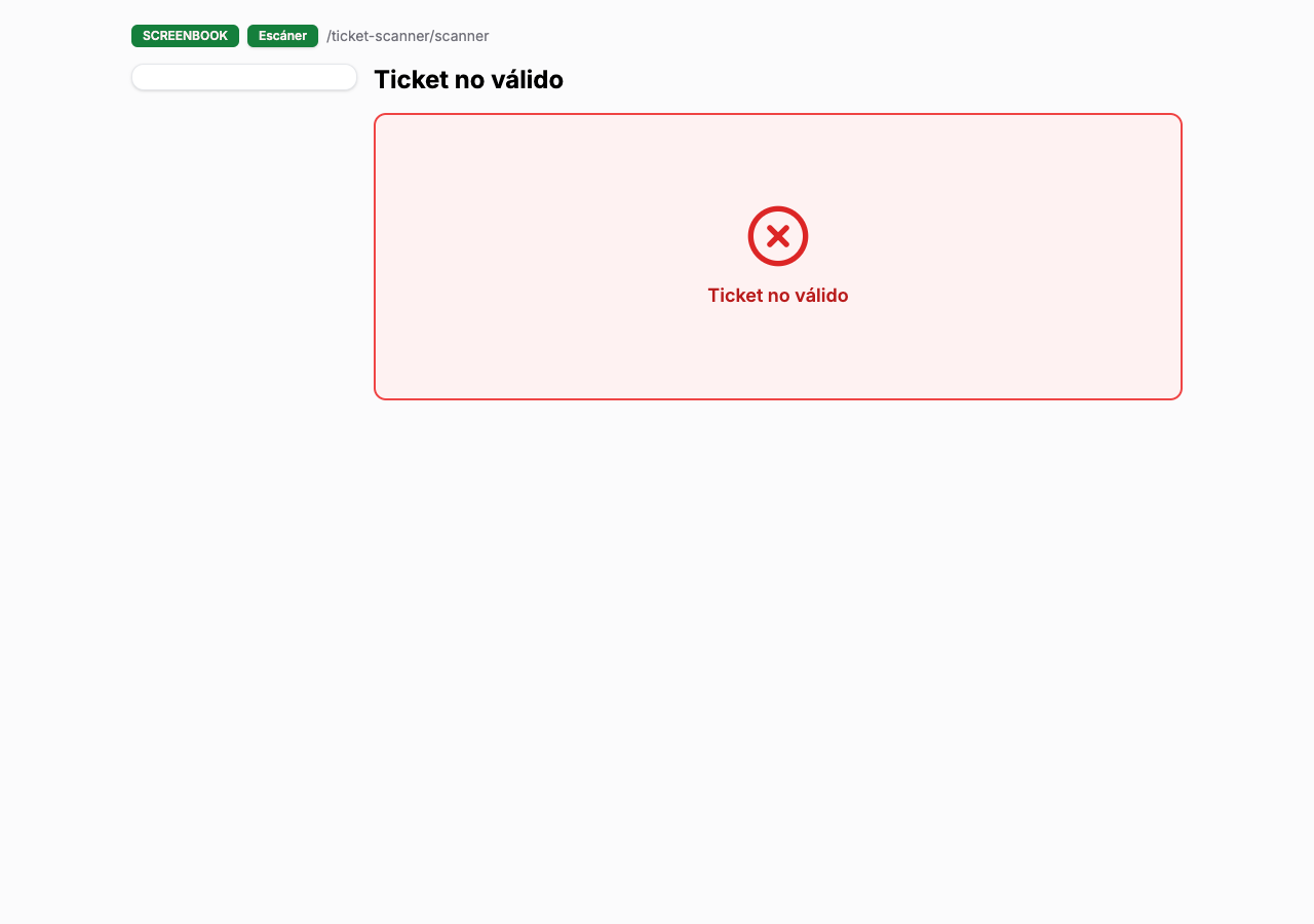 Resultado ticket inválido