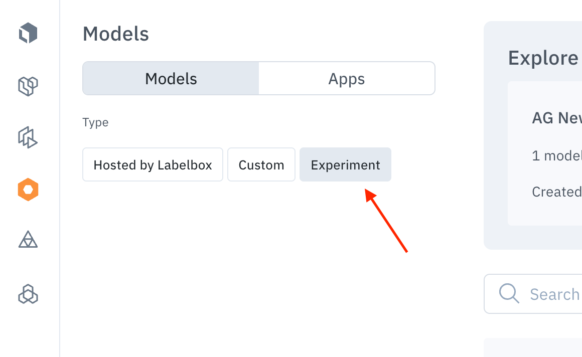 Select **Experiment** to view all of the experiments in your organization.