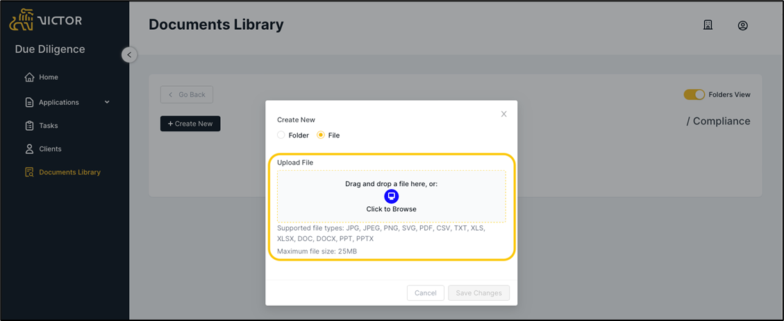 Figure 14. Document Library File Upload Utility
