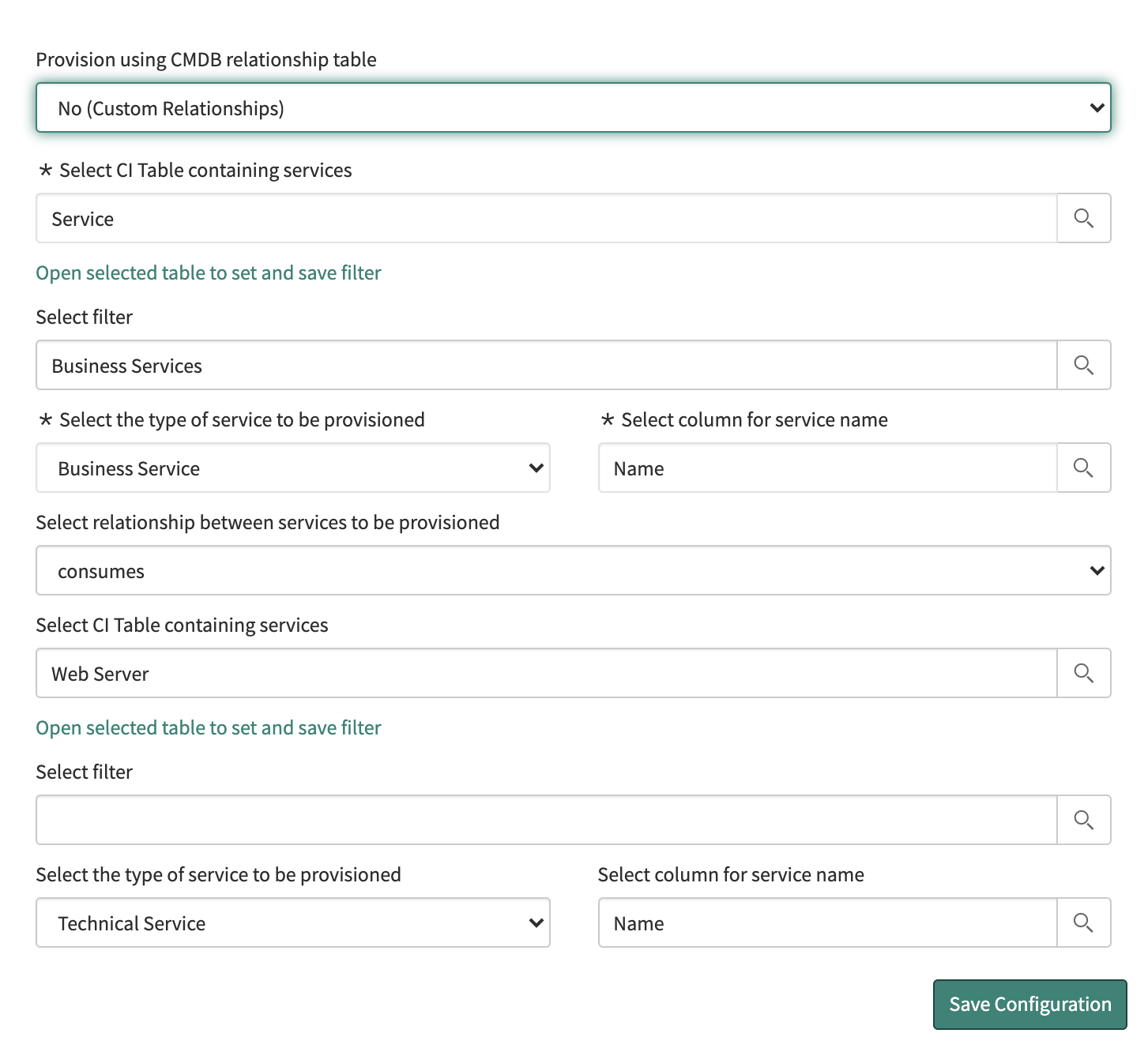 Provision using custom relationships