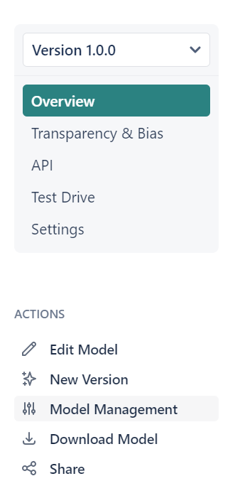 Model Actions Tab