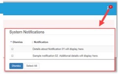 From Manage > System Notifications you can also review notifications and Dismiss
them.