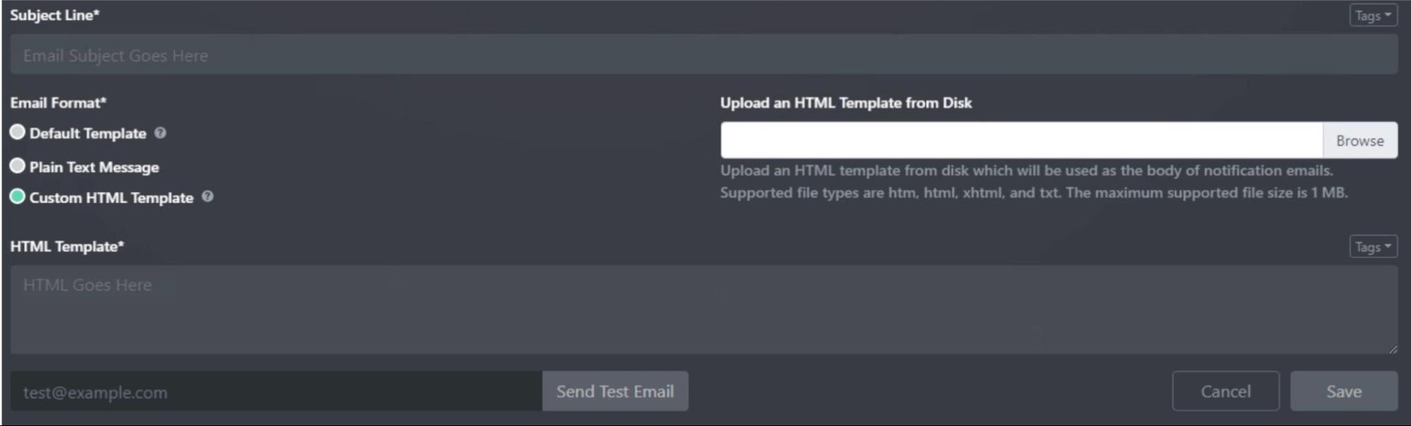 Custom HTML Template