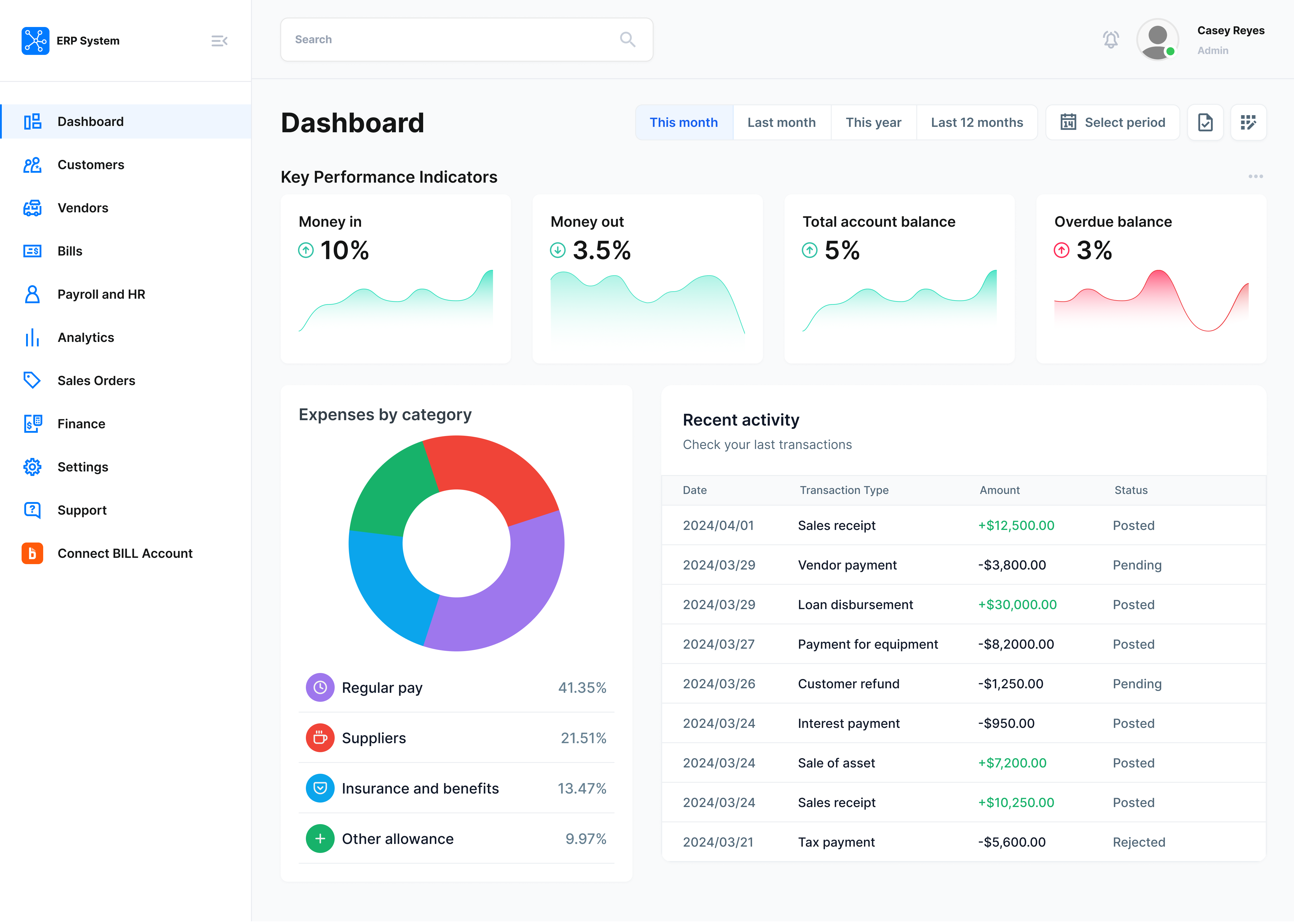 Connect BILL Account option in the left navigation menu