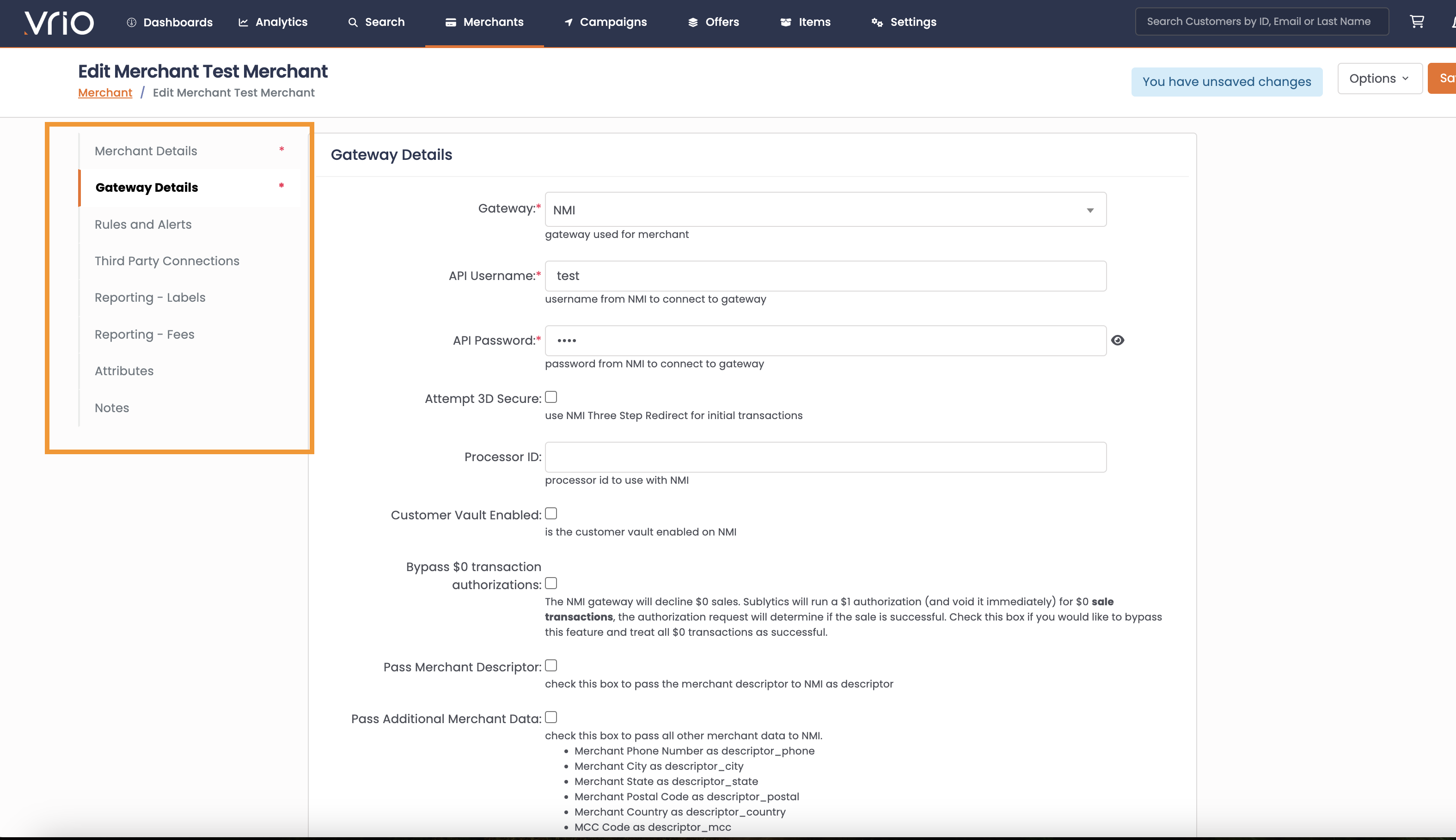 Optional Gateway Settings