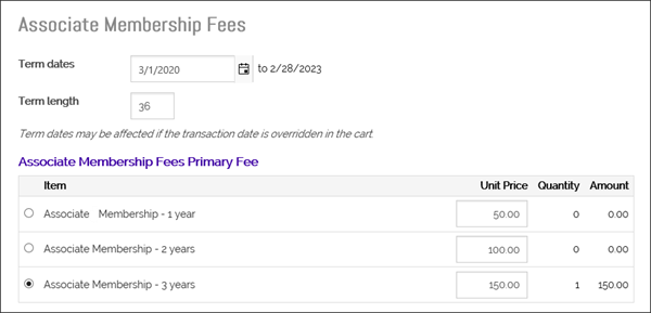 Example of membership that offers multi year billing