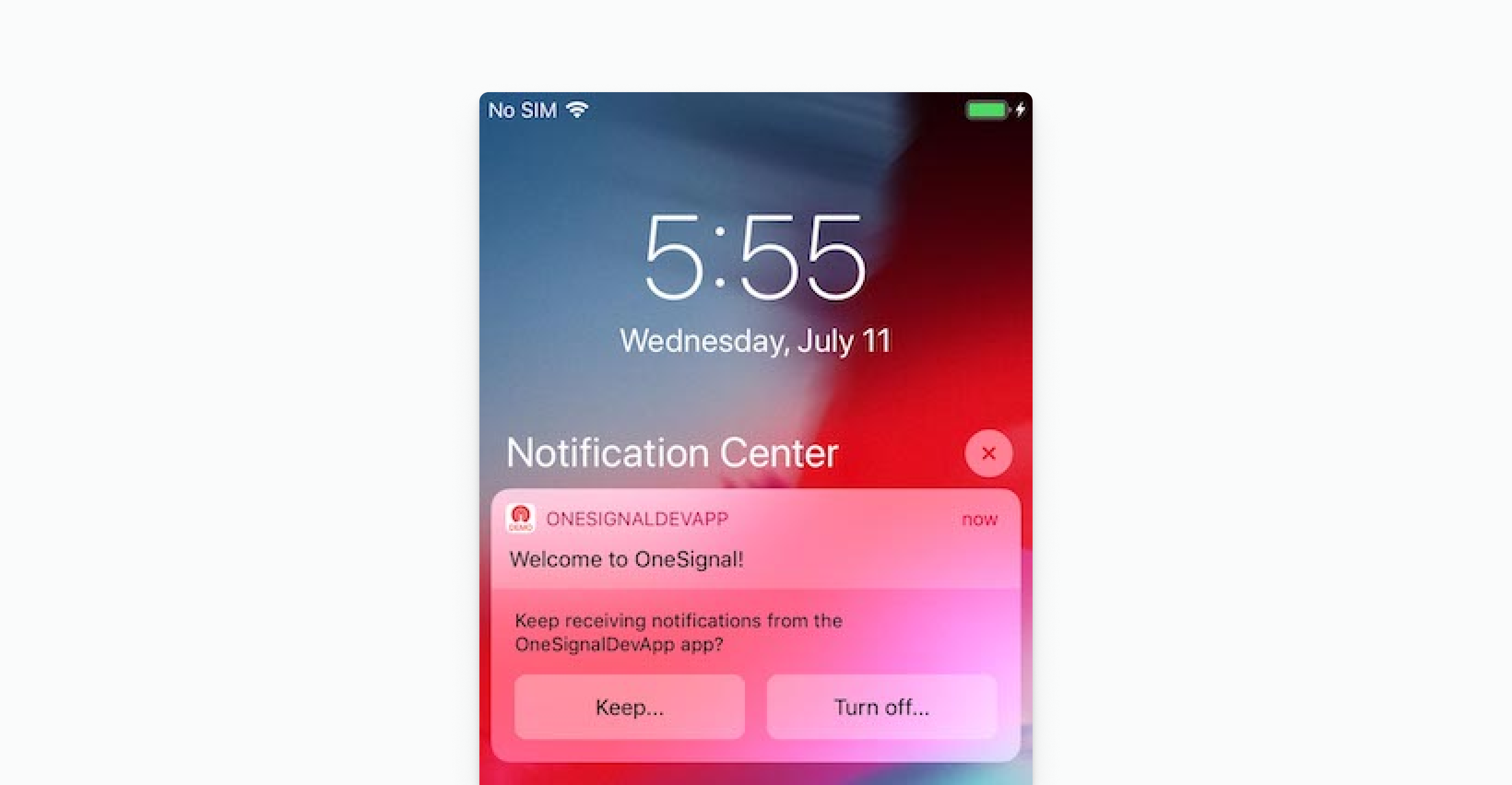 Images shows provisional notification prompting user to keep notifications available from provider