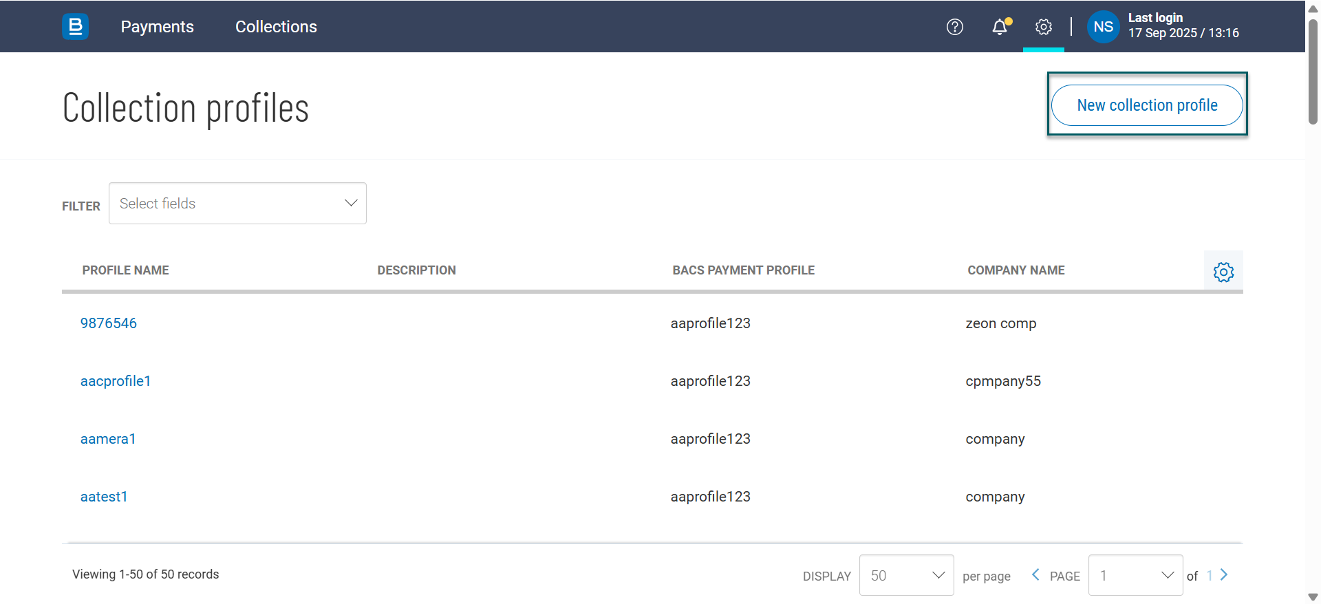 Collection profiles
