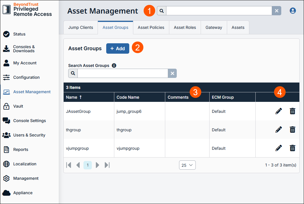 Image of the Asset Groups landing page.