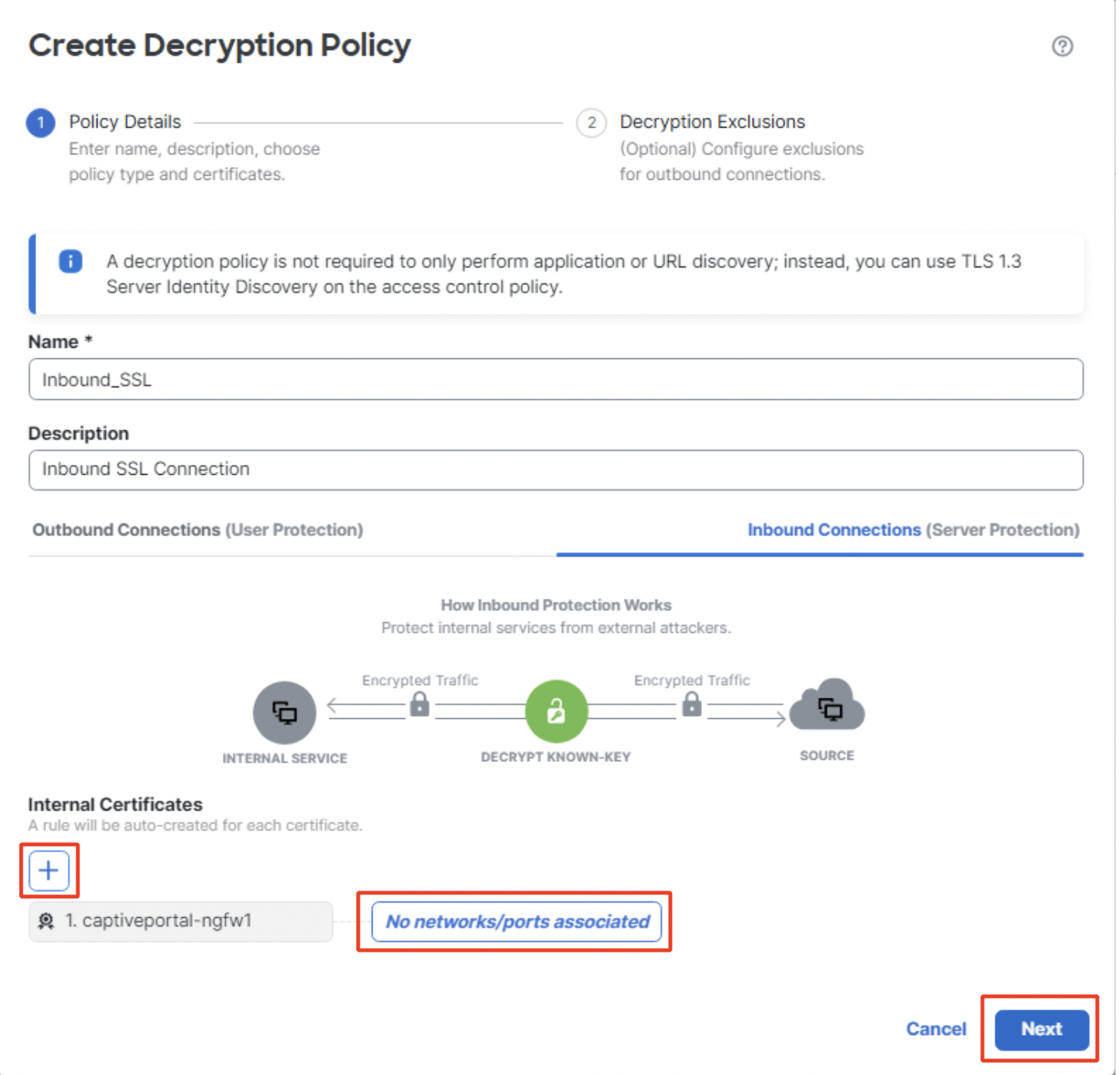 Adding networks/ports and additional Internal Certificates