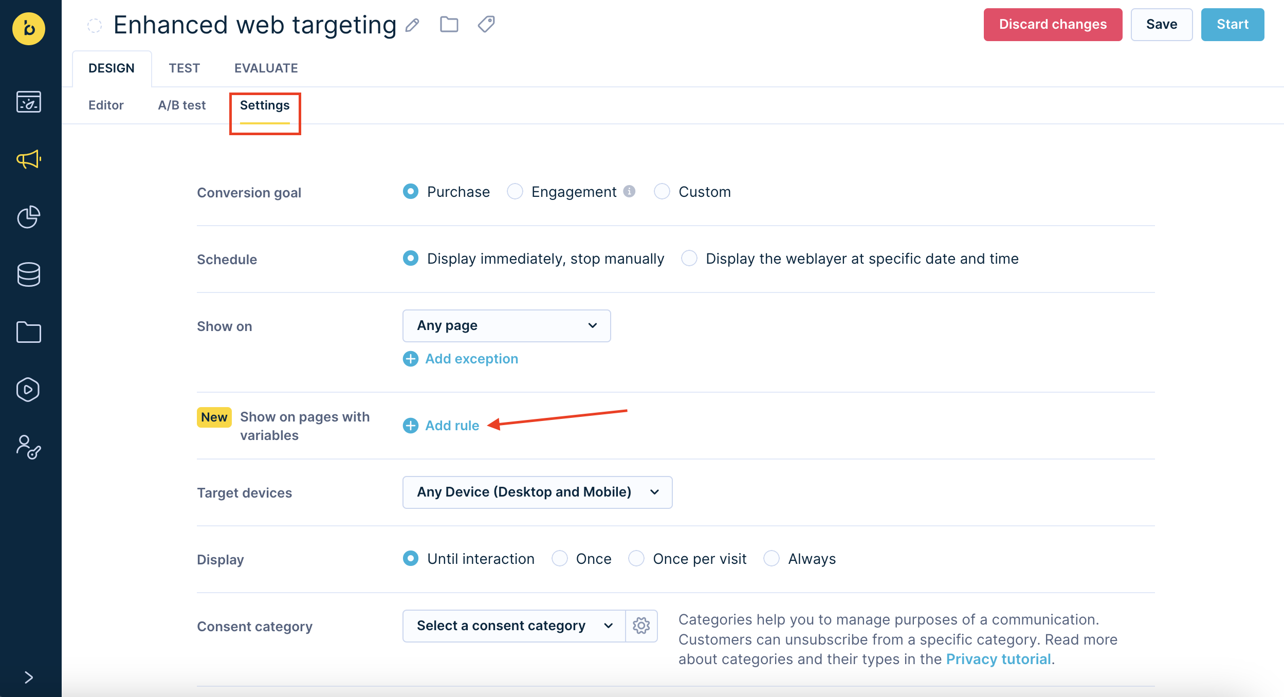 Using page variables in weblayers