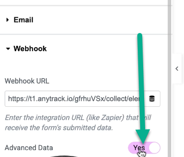 Advanced Data allows Elementor to include more details in the form data