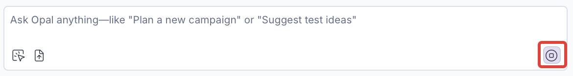 Screenshot of the Submit control and supporting input options in the Opal prompt bar.