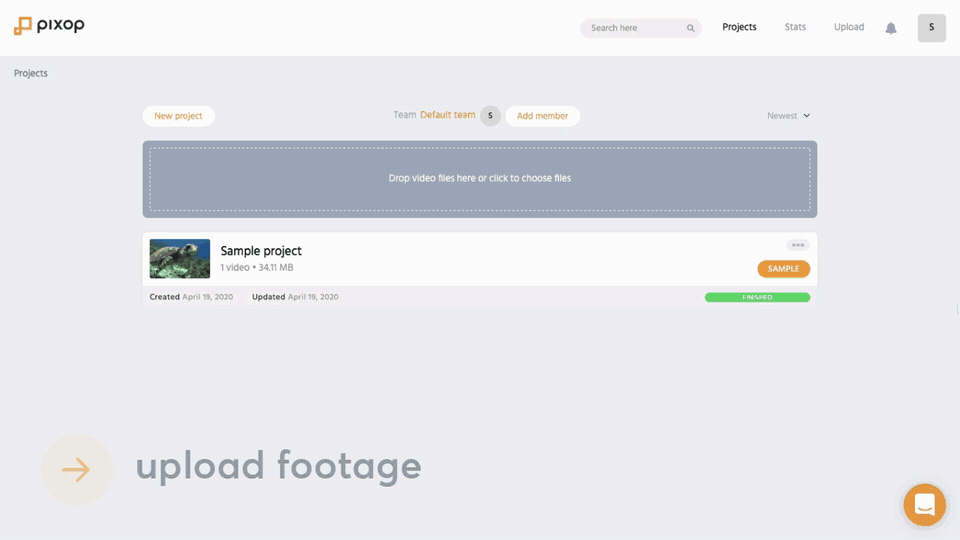 Pixop Studio upload a video