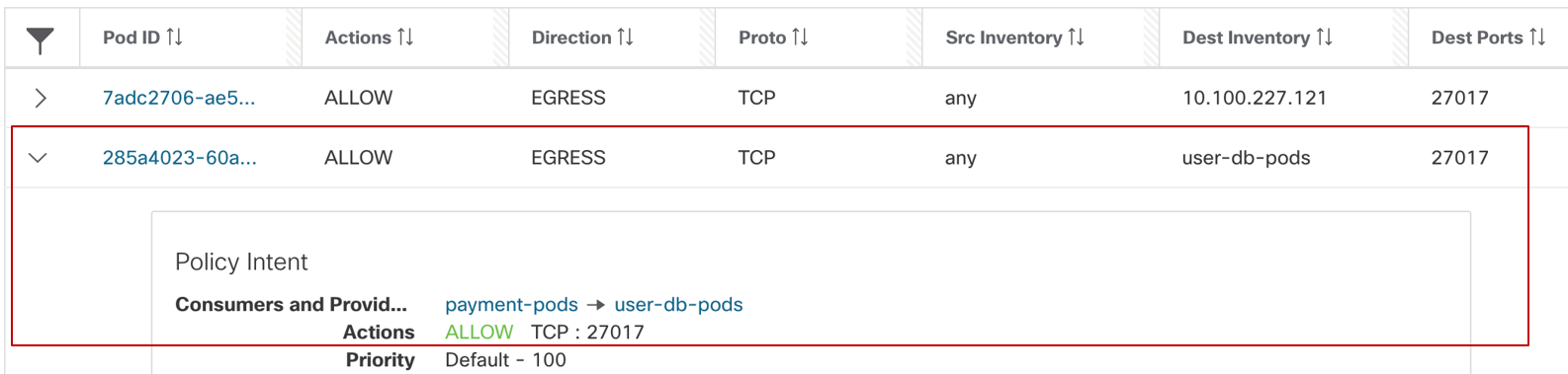 Figure 27: Payment pod rule