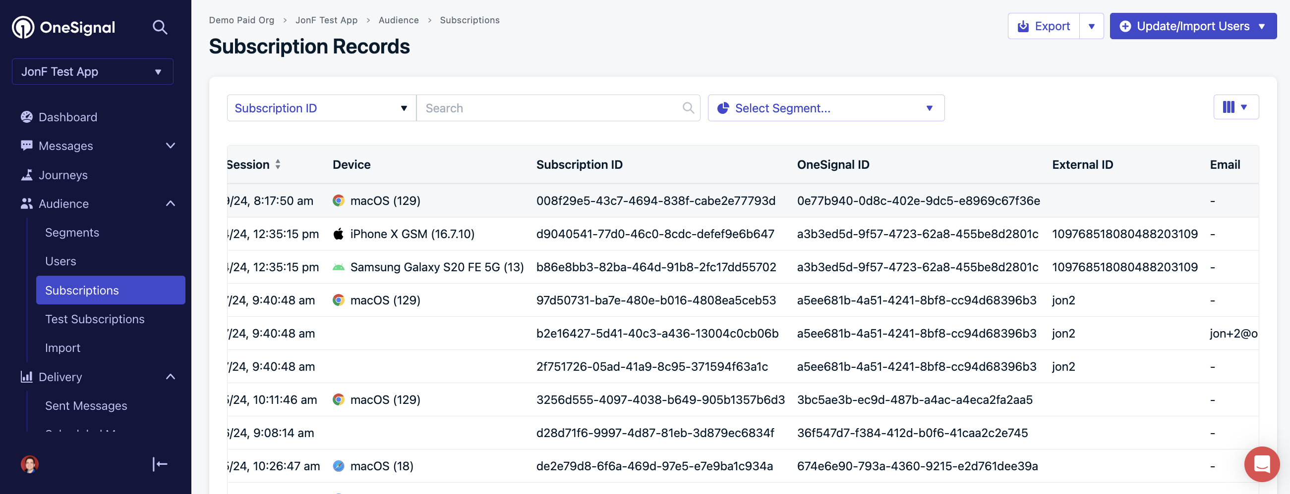 User and Subscription Management