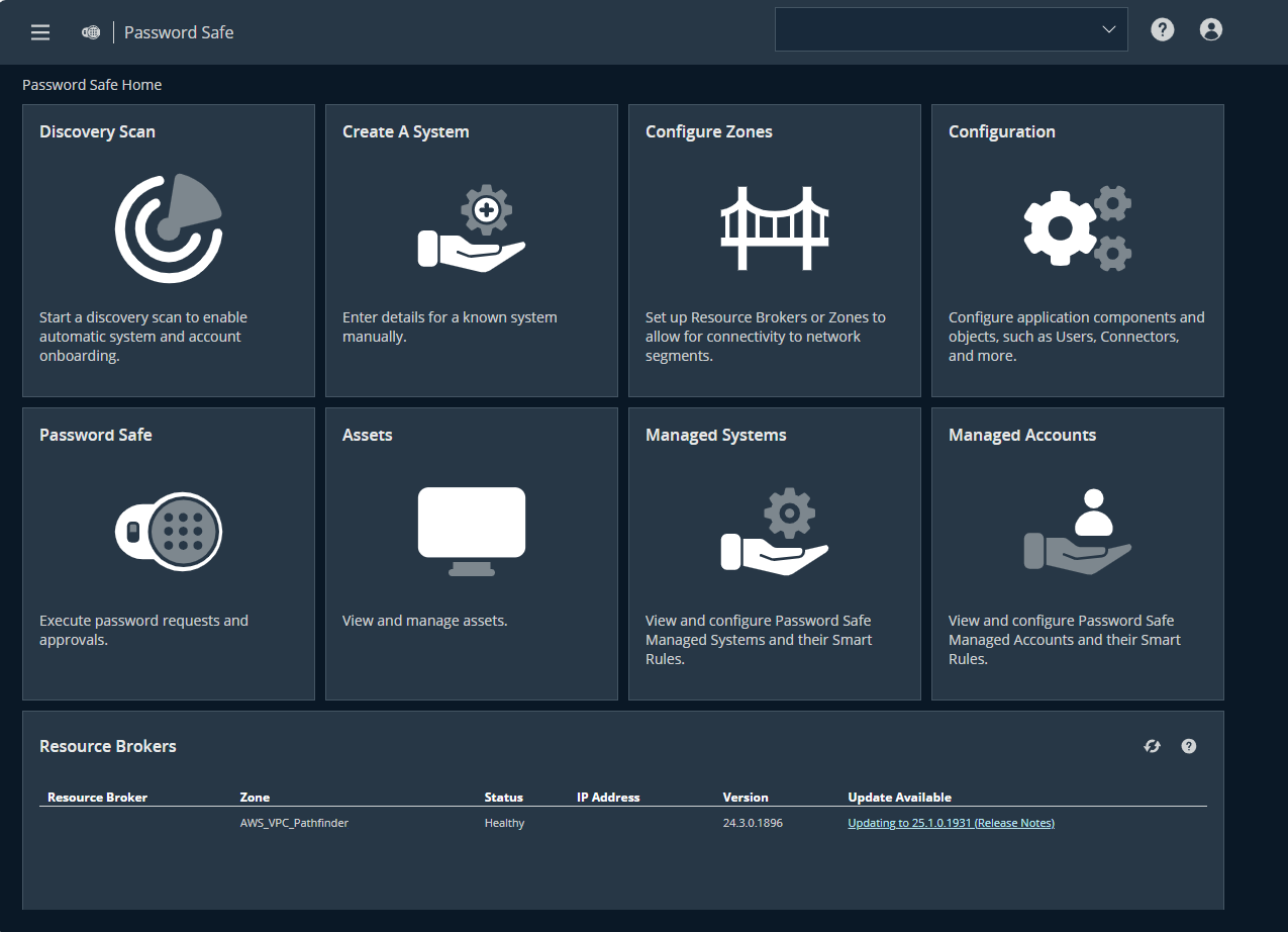 Password Safe home page