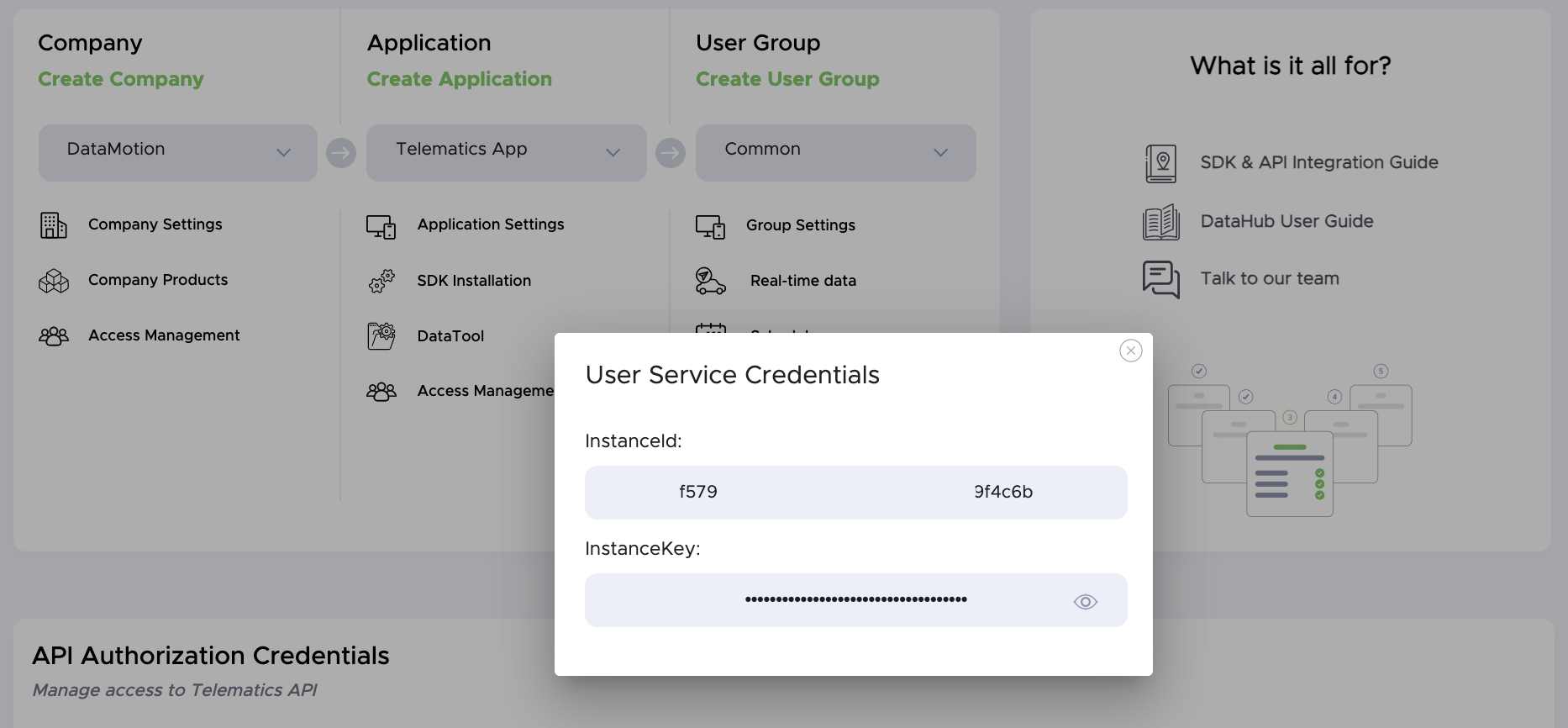 Datahub-Management-user credentials.png