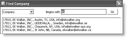 From Customers, select Manage customers, and click the lookup icon in the Company area
