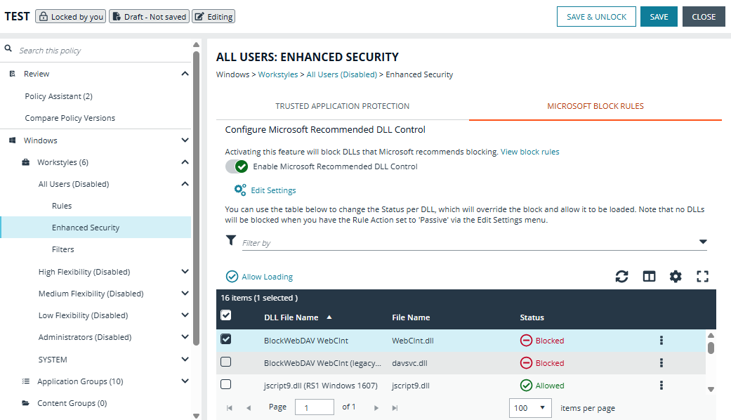 Allowing Microsoft DLLs in the EPM Policy Editor