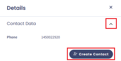 Screenshot of the Contact Data section with the Create Contact button