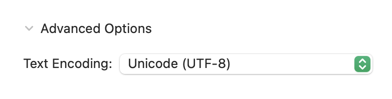CleanShot 2021-07-19 at 17.35.58@2x.png The dropdown for Text Encoding in macOS’s Numbers