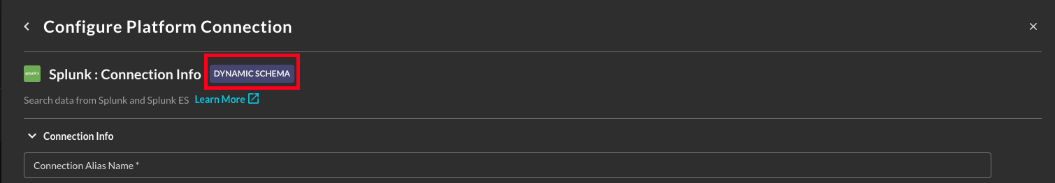 FIG. 1 - A Platform Connector with the Dynamic Schema badge