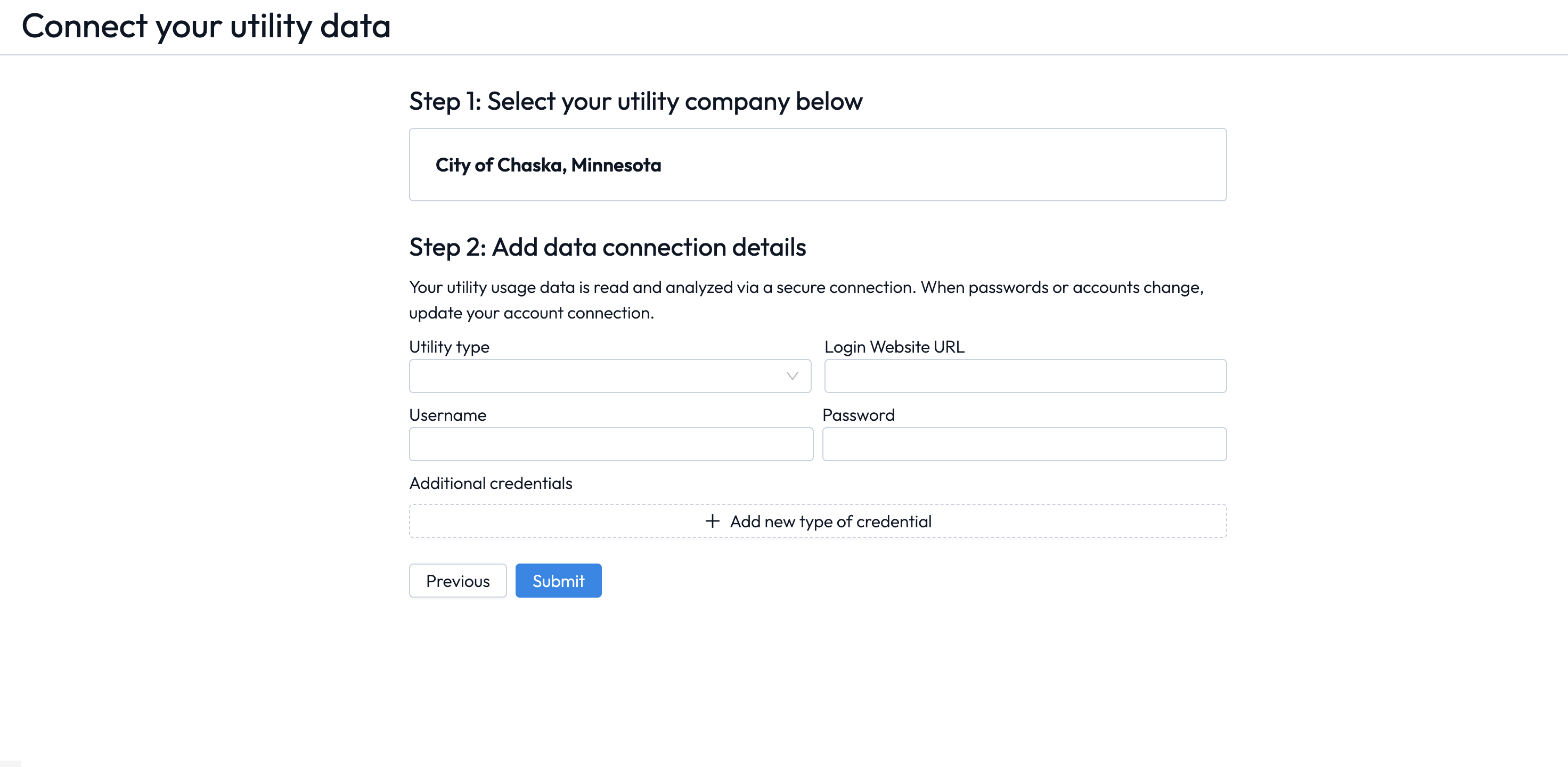 How the Nectar utility connection page appears on your website