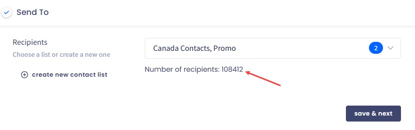 Screenshot of the Send To section