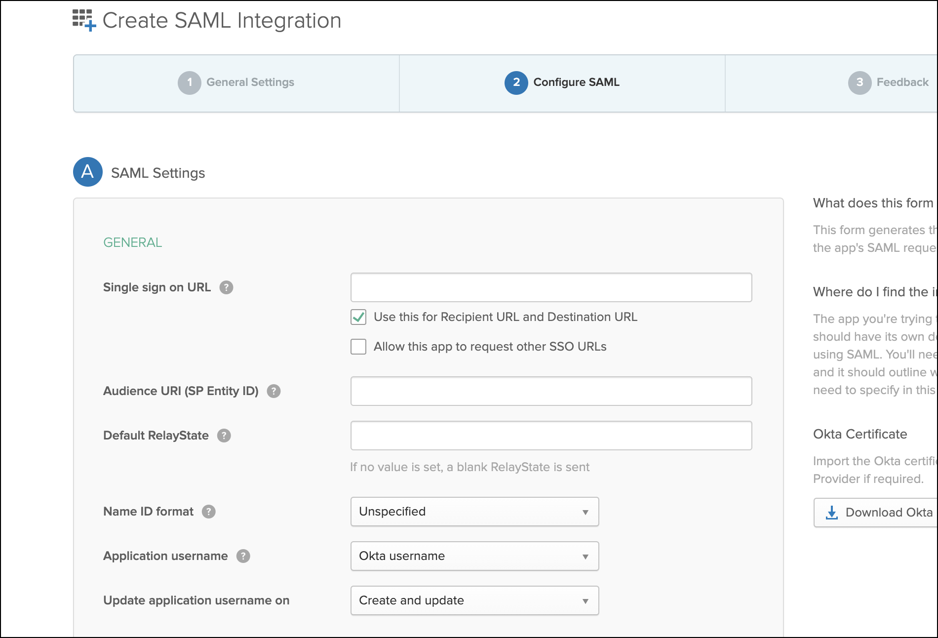 Okta - Create SAML Integration