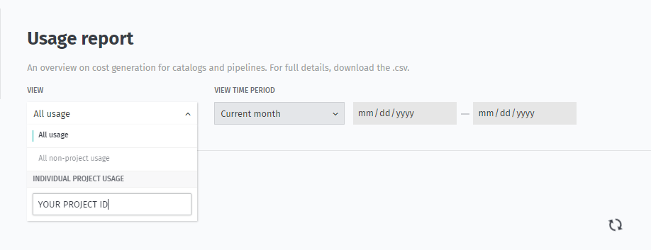 Filter usage details by project ID