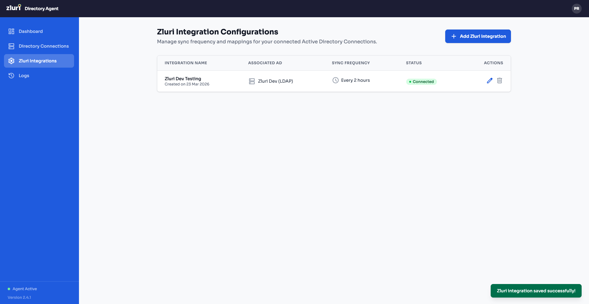 Step 6 — Zluri Integration Saved