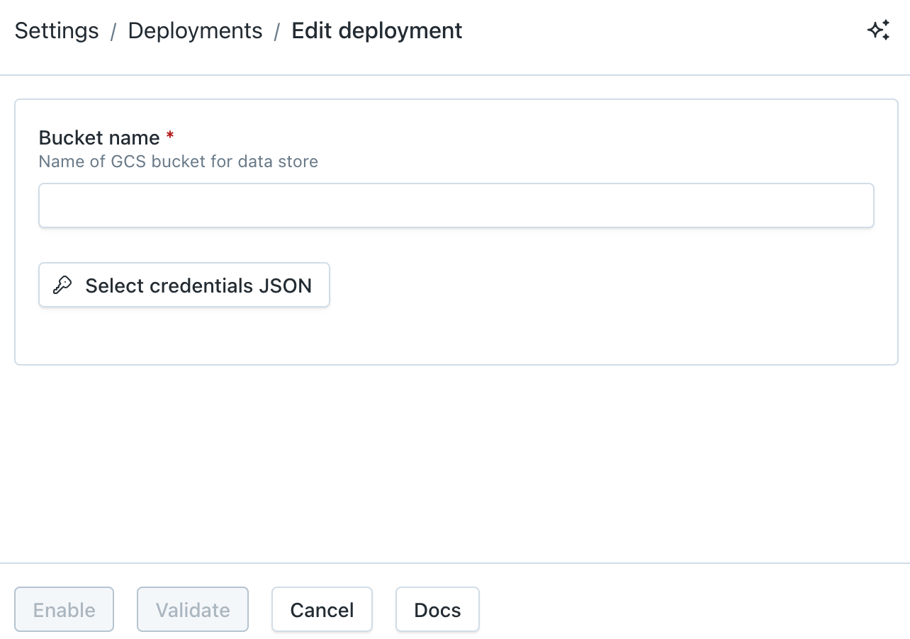 GCP Data Store Creation Wizard